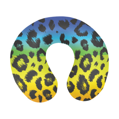 Rainbow Leopard Pattern Print Design A01 U-Shaped Travel Neck Pillow