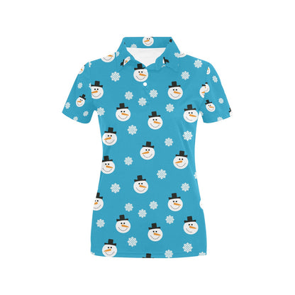 Snowman Print Design LKS303 Women's Polo Shirt