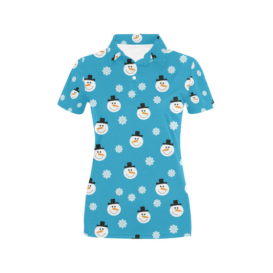Snowman Print Design LKS303 Women's Polo Shirt