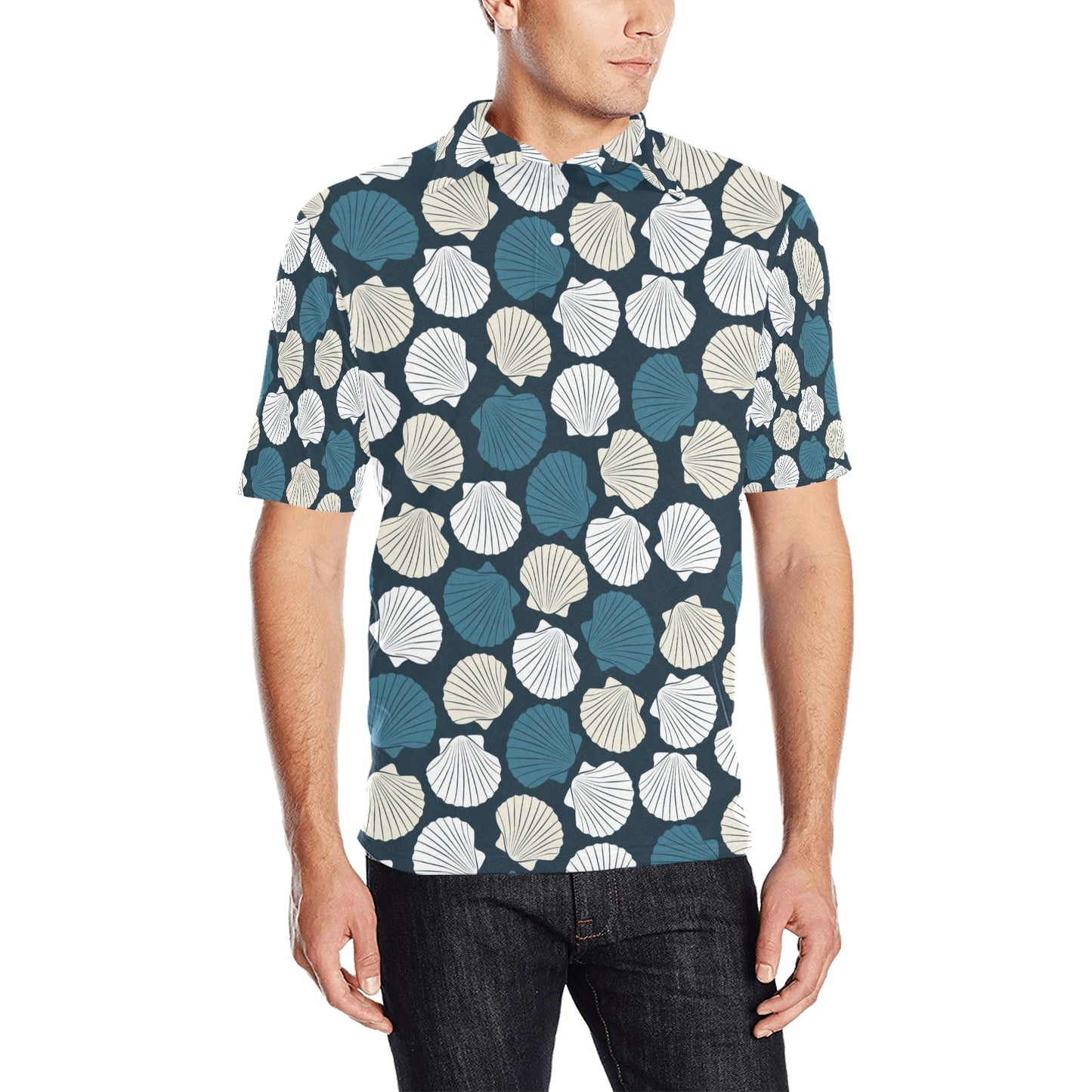 Seashell Print Design LKS3013 Men Polo Shirt