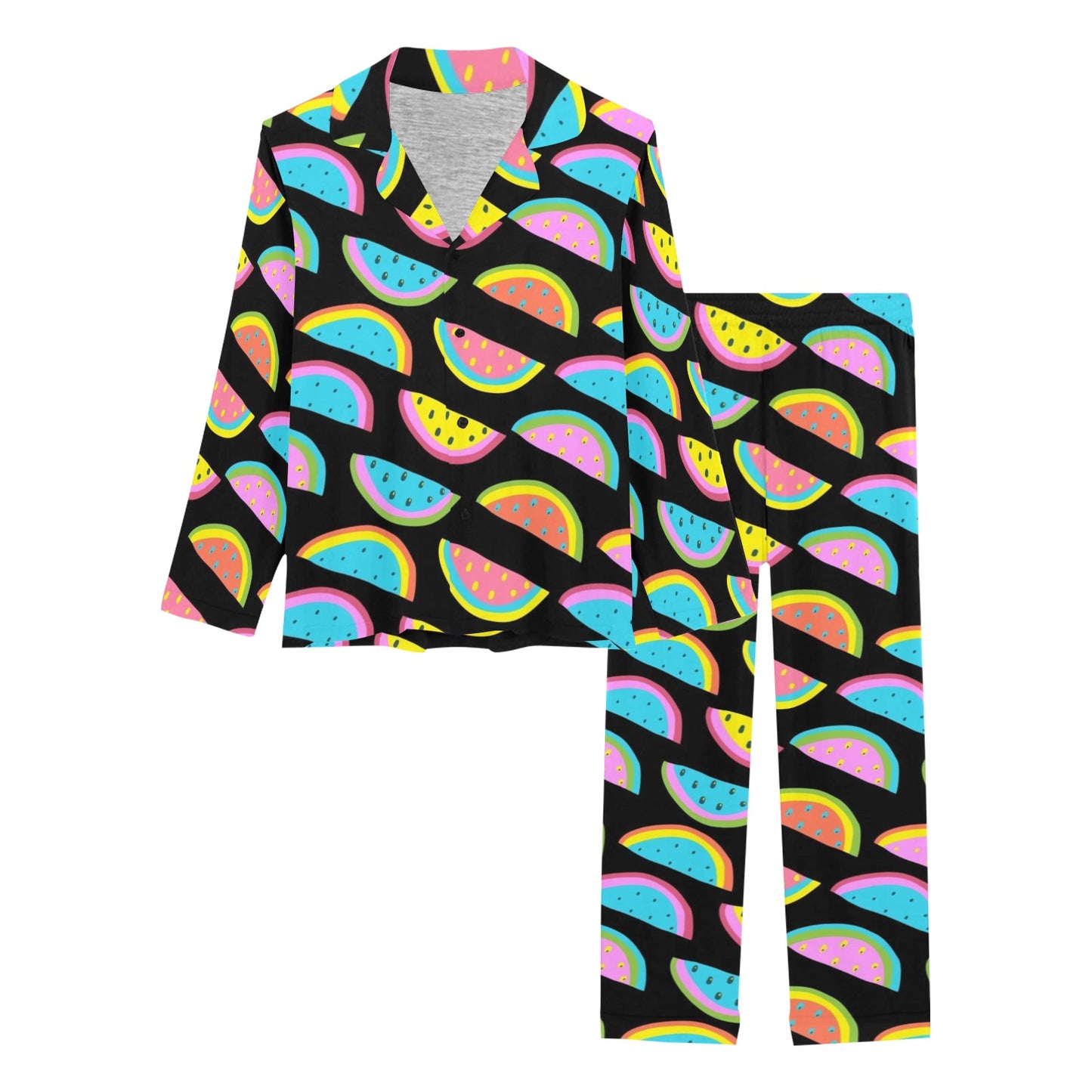 Watermelon Pattern Print Design WM08 Women's Long Pajama Set