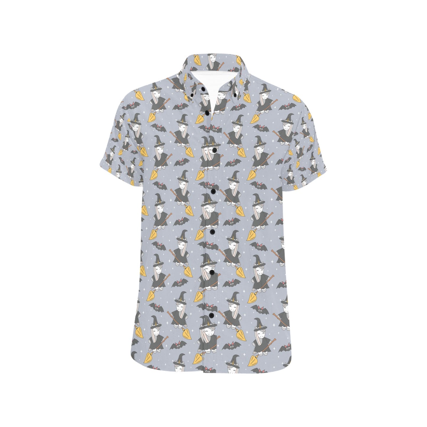 Witch Print Design LKS307 Men Short Sleeve Button Up Shirt