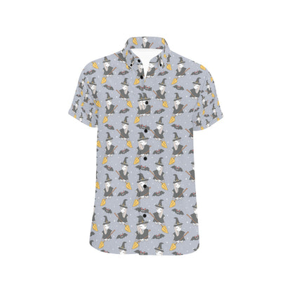 Witch Print Design LKS307 Men Short Sleeve Button Up Shirt
