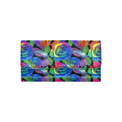 Rose Pattern Print Design RO02 Women's Trifold Wallet