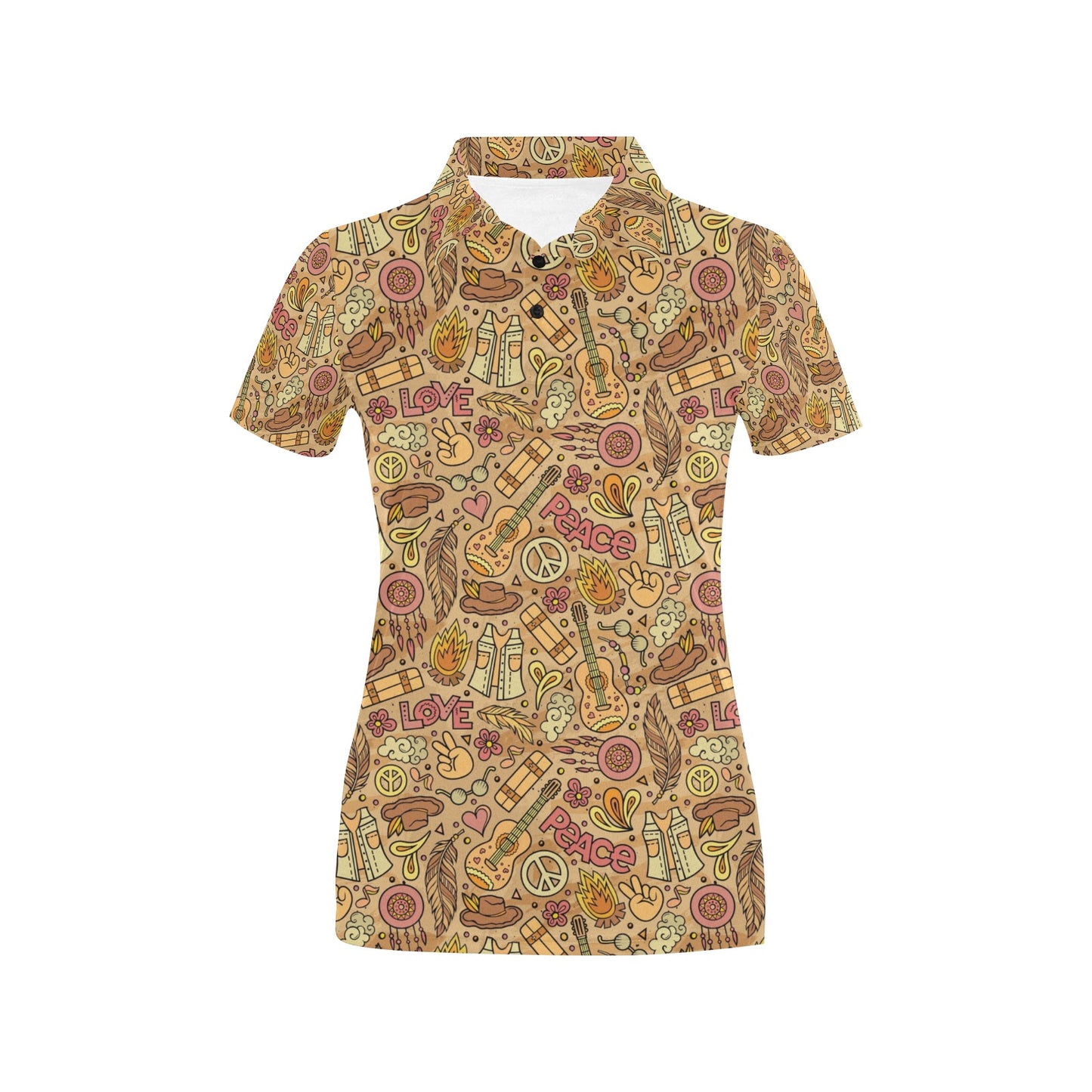 Hippie Print Design LKS305 Women's Polo Shirt