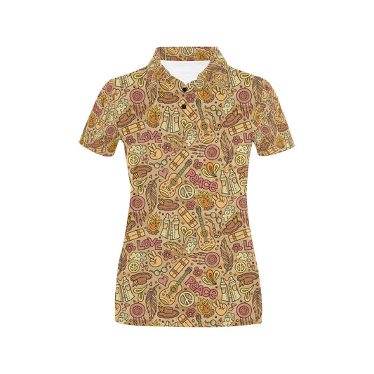 Hippie Print Design LKS305 Women's Polo Shirt