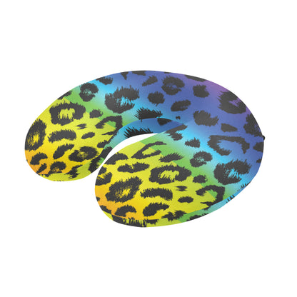 Rainbow Leopard Pattern Print Design A01 U-Shaped Travel Neck Pillow