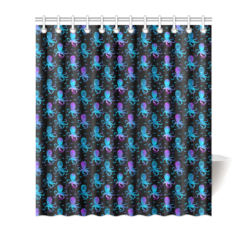 Octopus Blue Design Print Themed Shower Curtain