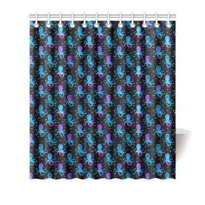 Octopus Blue Design Print Themed Shower Curtain