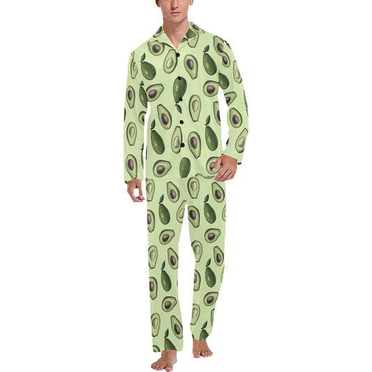 Avocado Pattern Print Design 02 Men's Long Pajama Set