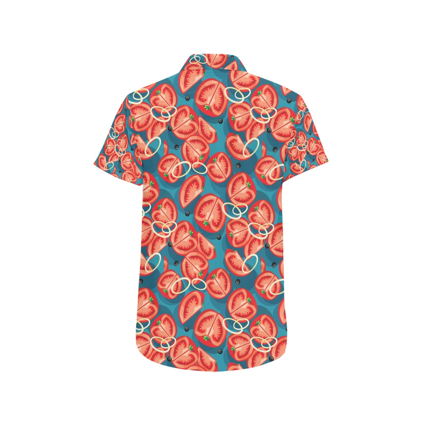 Tomato Print Design LKS301 Men Short Sleeve Button Up Shirt