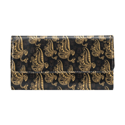 Owl Tribal Polynesian Design Print Women's Trifold Wallet
