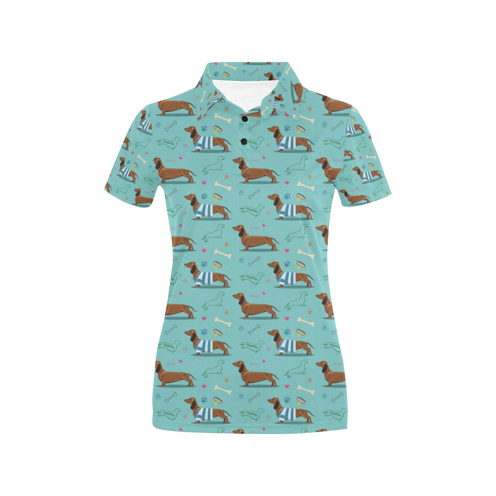 Dachshund Paw Decorative Print Pattern Women's Polo Shirt