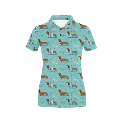 Dachshund Paw Decorative Print Pattern Women's Polo Shirt