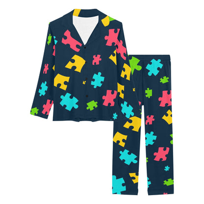 Autism Awareness Colorful Design Print Women's Long Pajama Set