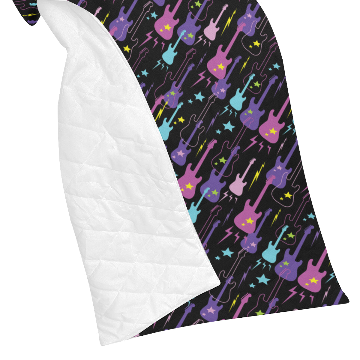 Electric Guitar Pattern Print Design 02 Premium Quilt