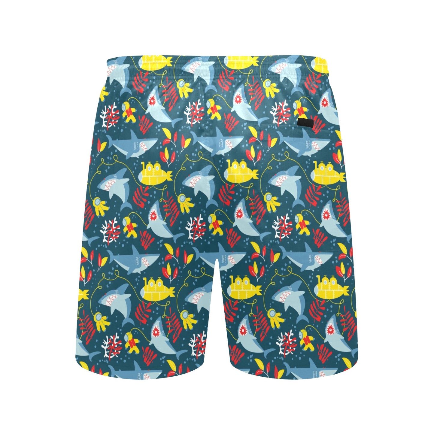 Scuba With Sharks Print Design LKS303 Men's Swim Trunks Beach Shorts