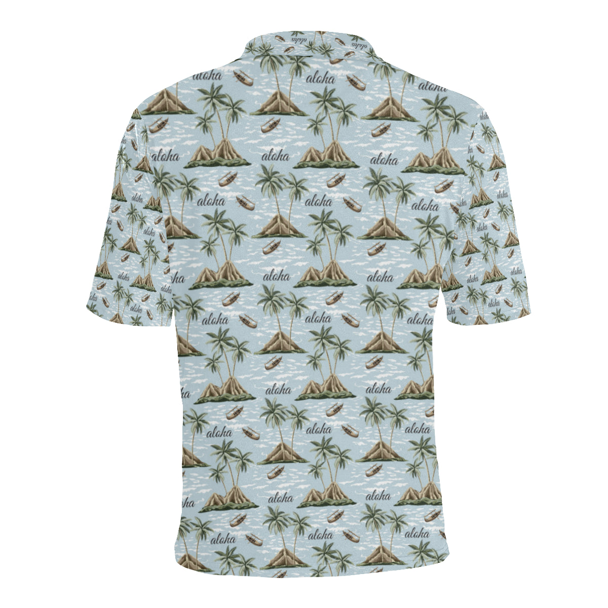 Aloha Hawaii island Design Themed Print Men Polo Shirt