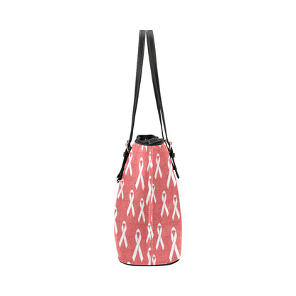 Autism Awareness Ribbon Design Print Leather Tote Bag