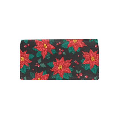 Poinsettia Pattern Print Design POT07 Women's Trifold Wallet