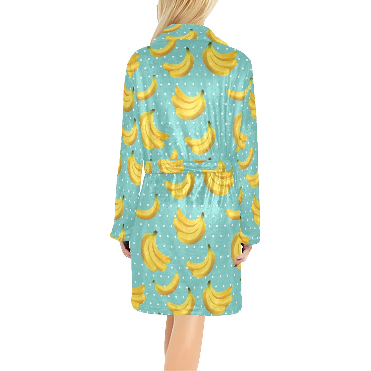 Banana Pattern Print Design BA02 Women's Fleece Robe