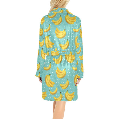Banana Pattern Print Design BA02 Women's Fleece Robe