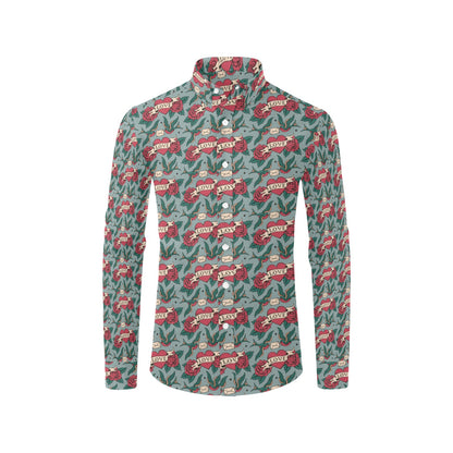 Tattoo Heart Print Design LKS301 Men's Long Sleeve Dress Shirt