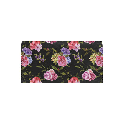 Carnations Pattern Print Design CN05 Women's Trifold Wallet