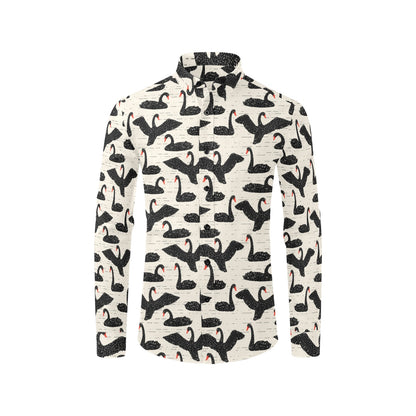 Swan Print Design LKS402 Men's Long Sleeve Dress Shirt