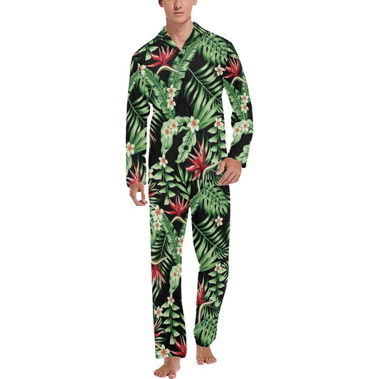 Bird Of Paradise Pattern Print Design BOP05 Men's Long Pajama Set