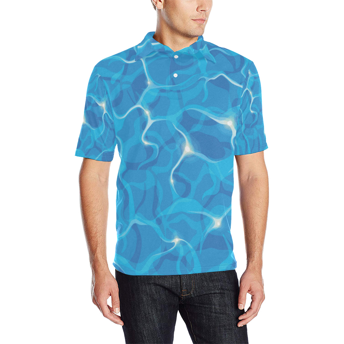 Ocean Reflex Pattern Print Design A02 Men Polo Shirt