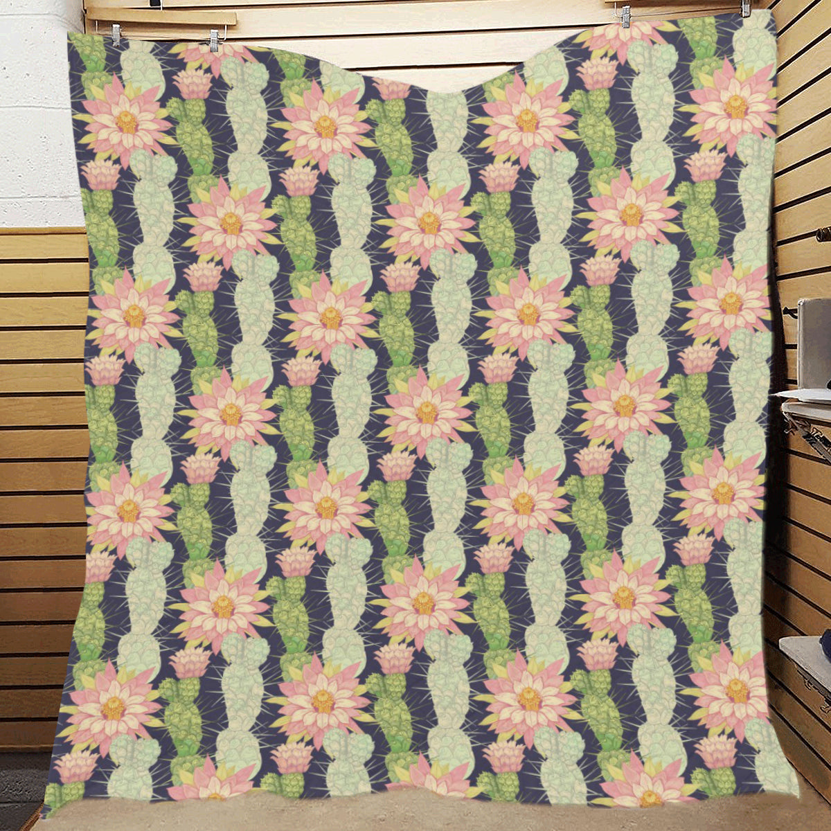 Cactus Pattern Print Design 01 Premium Quilt