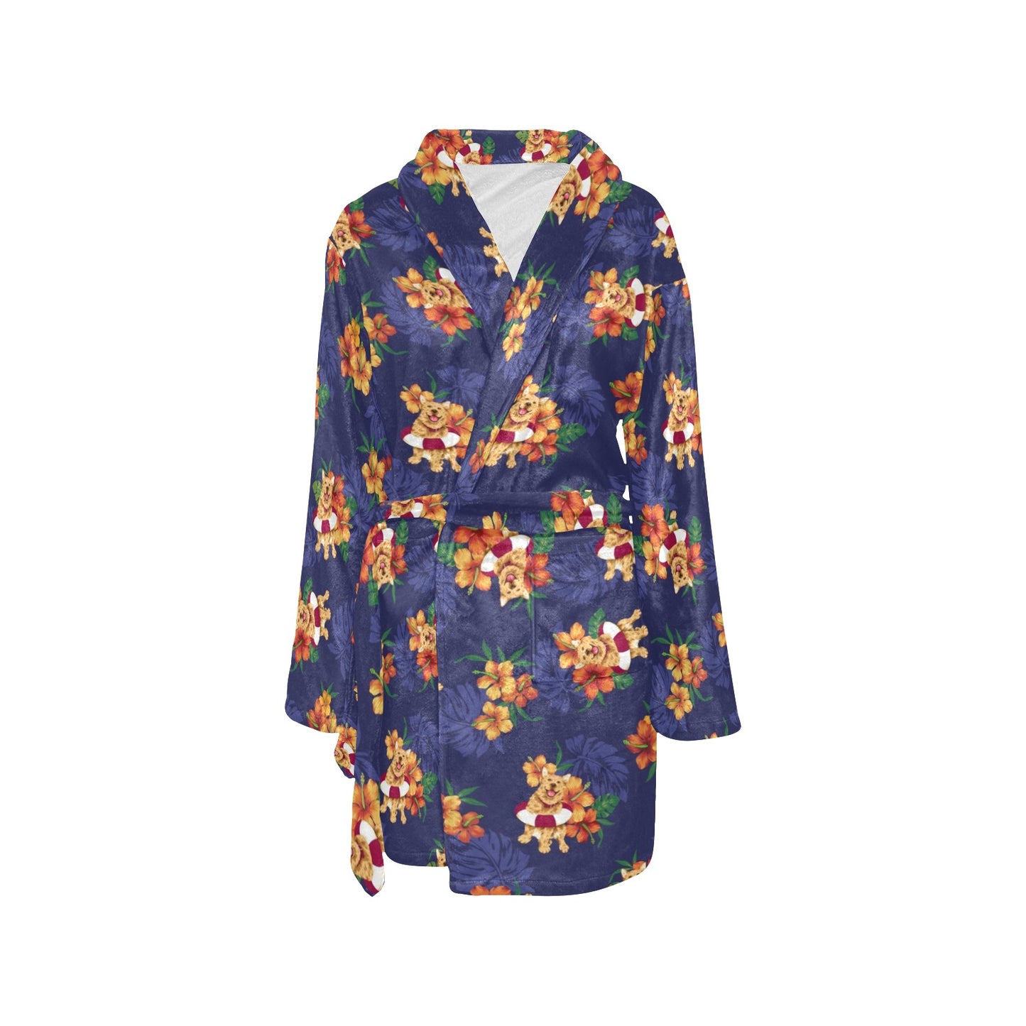 Hawaiian Themed Pattern Print Design H02 Women's Fleece Robe