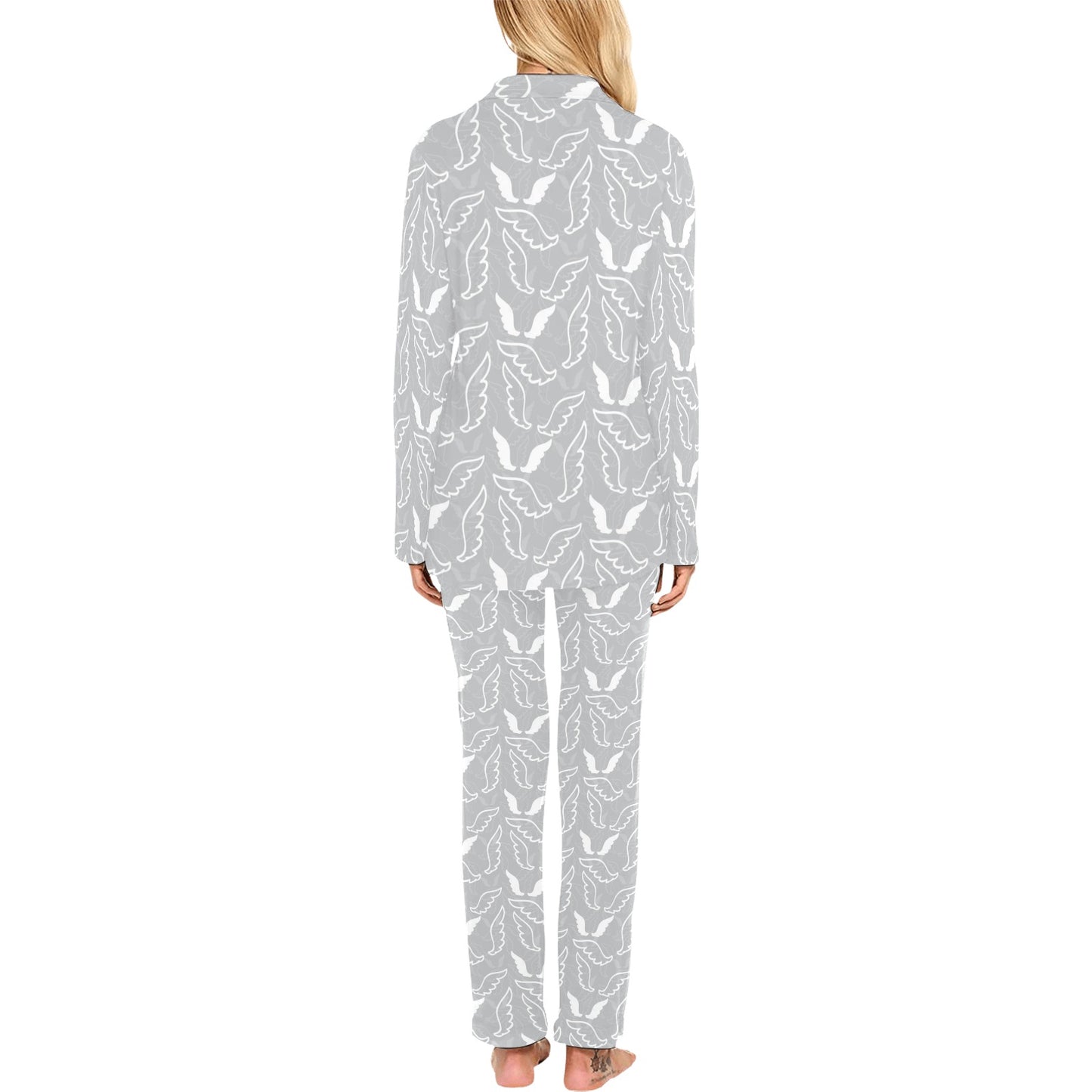 Angel Wings Pattern Print Design 01 Women's Long Pajama Set