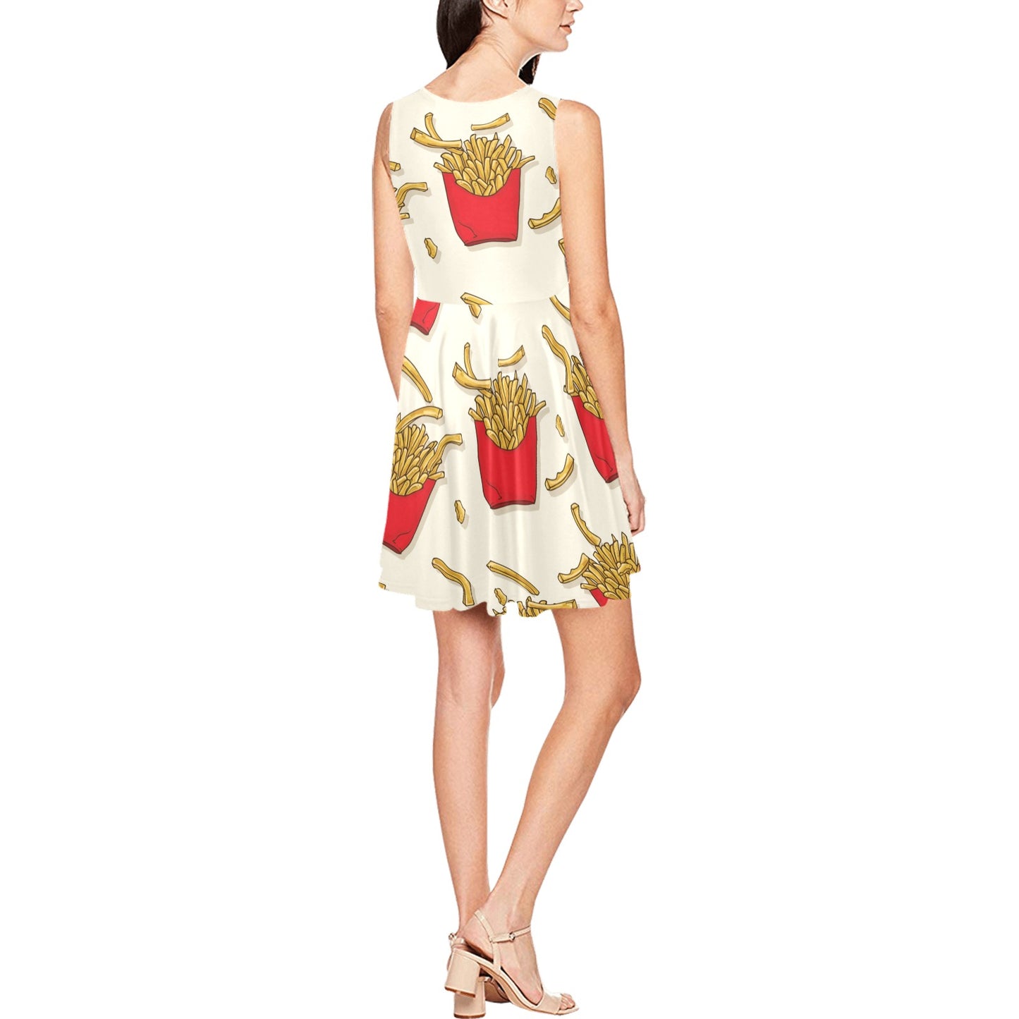 French Fried Pattern Print Design 01 Sleeveless Dress