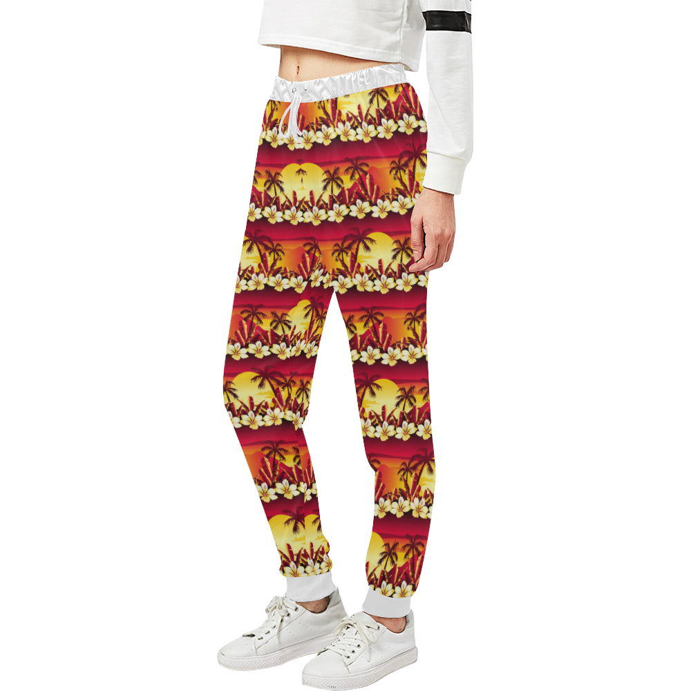 Hawaiian Tropical Sunset Hibiscus Print Unisex Sweatpants