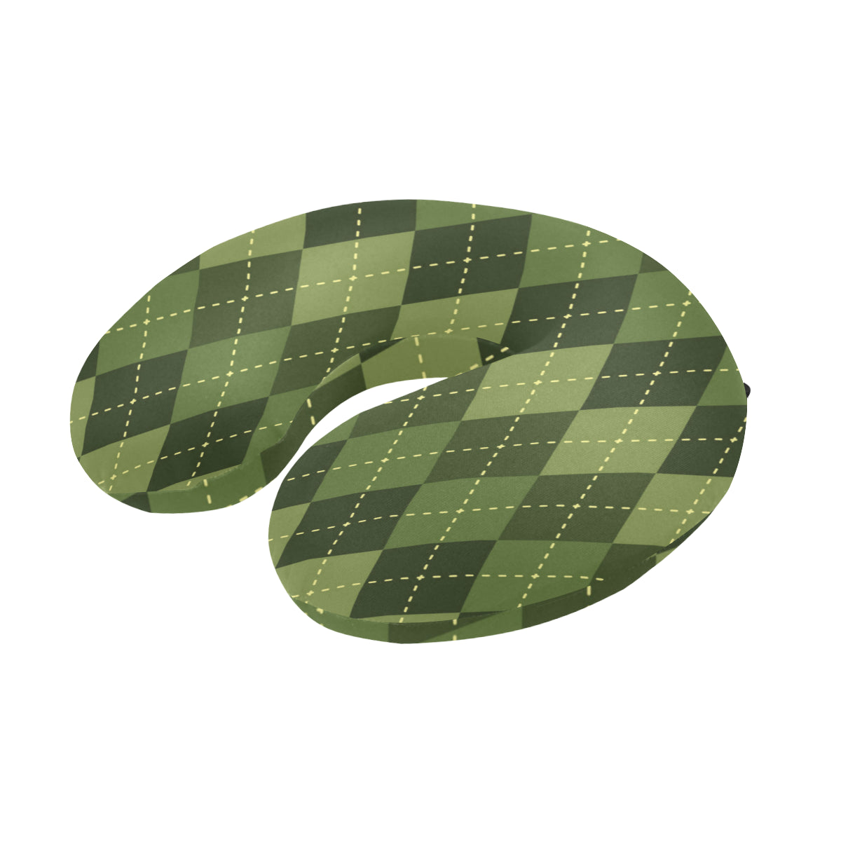 Argyle Green Pattern Print Design 01 U-Shaped Travel Neck Pillow