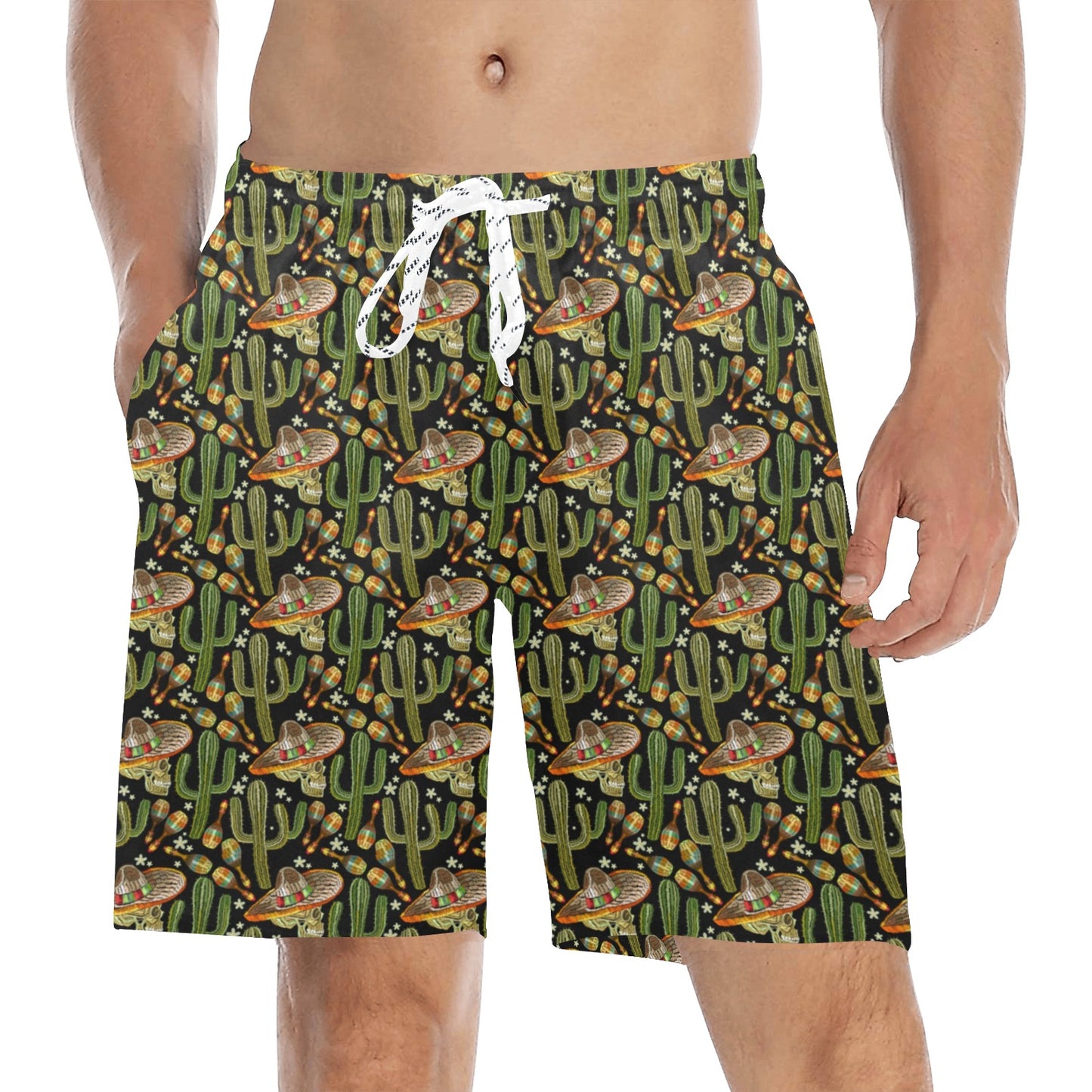 Western Style Print Men's Swim Trunks Beach Shorts