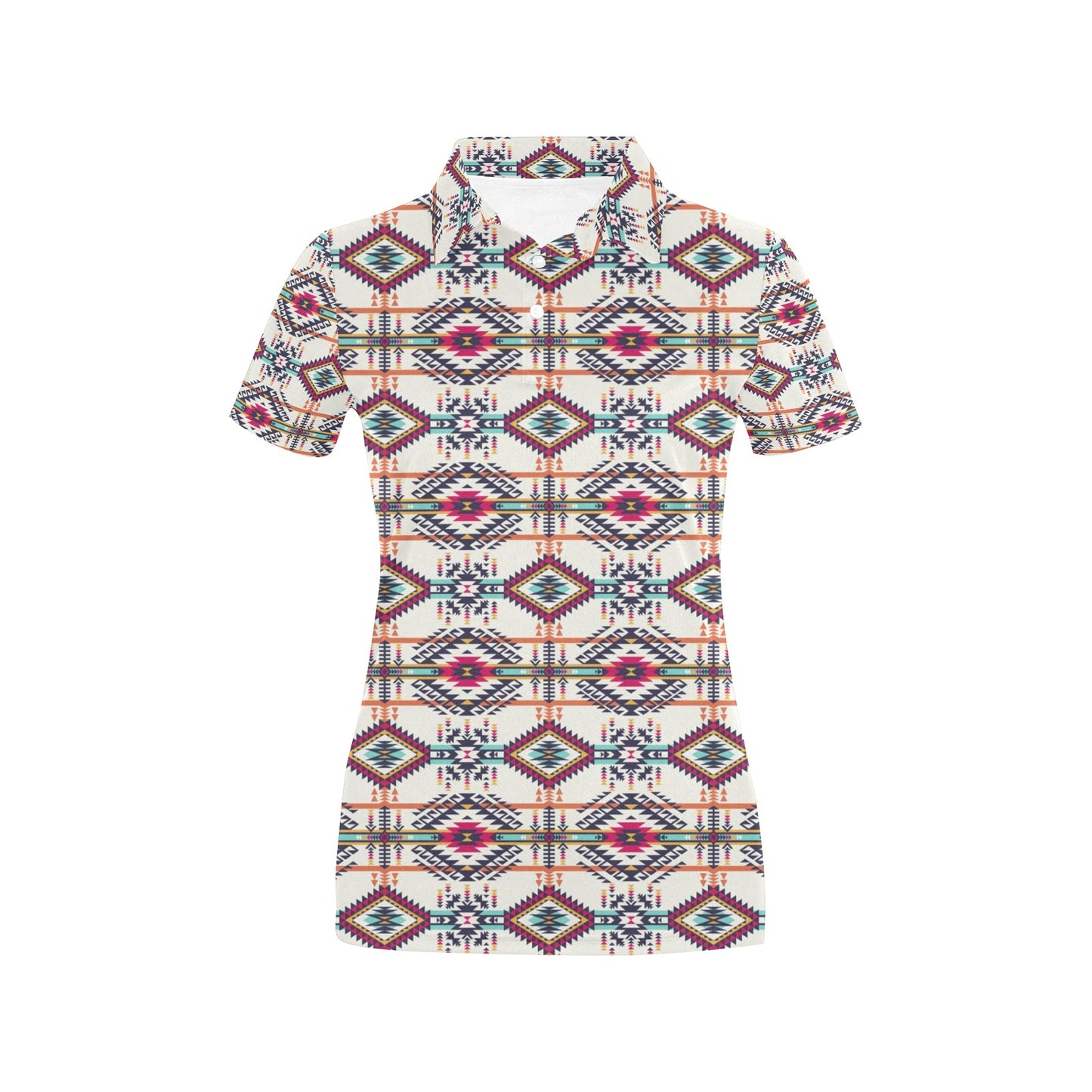 Indian Navajo Art Themed Design Print Women's Polo Shirt