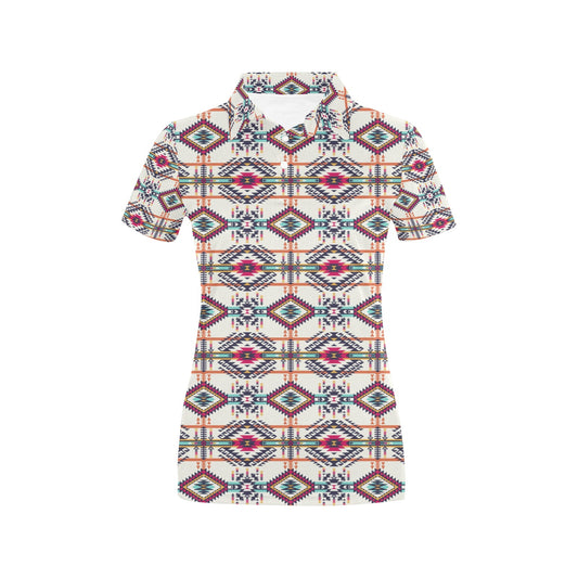 Indian Navajo Art Themed Design Print Women's Polo Shirt