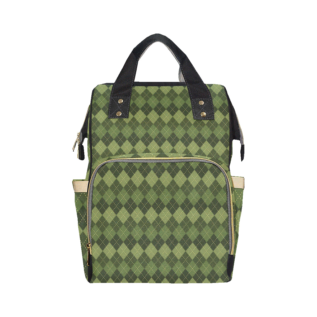 Argyle Green Pattern Print Design 01 Diaper Bag Backpack