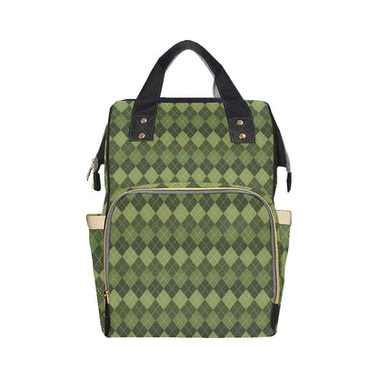 Argyle Green Pattern Print Design 01 Diaper Bag Backpack