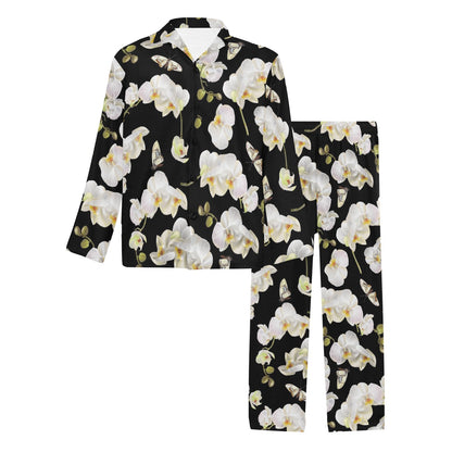Orchid White Pattern Print Design OR011 Men's Long Pajama Set