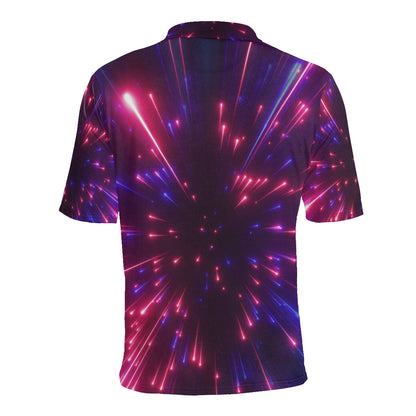 Celestial Purple Blue Neon Speed Light Men Polo Shirt