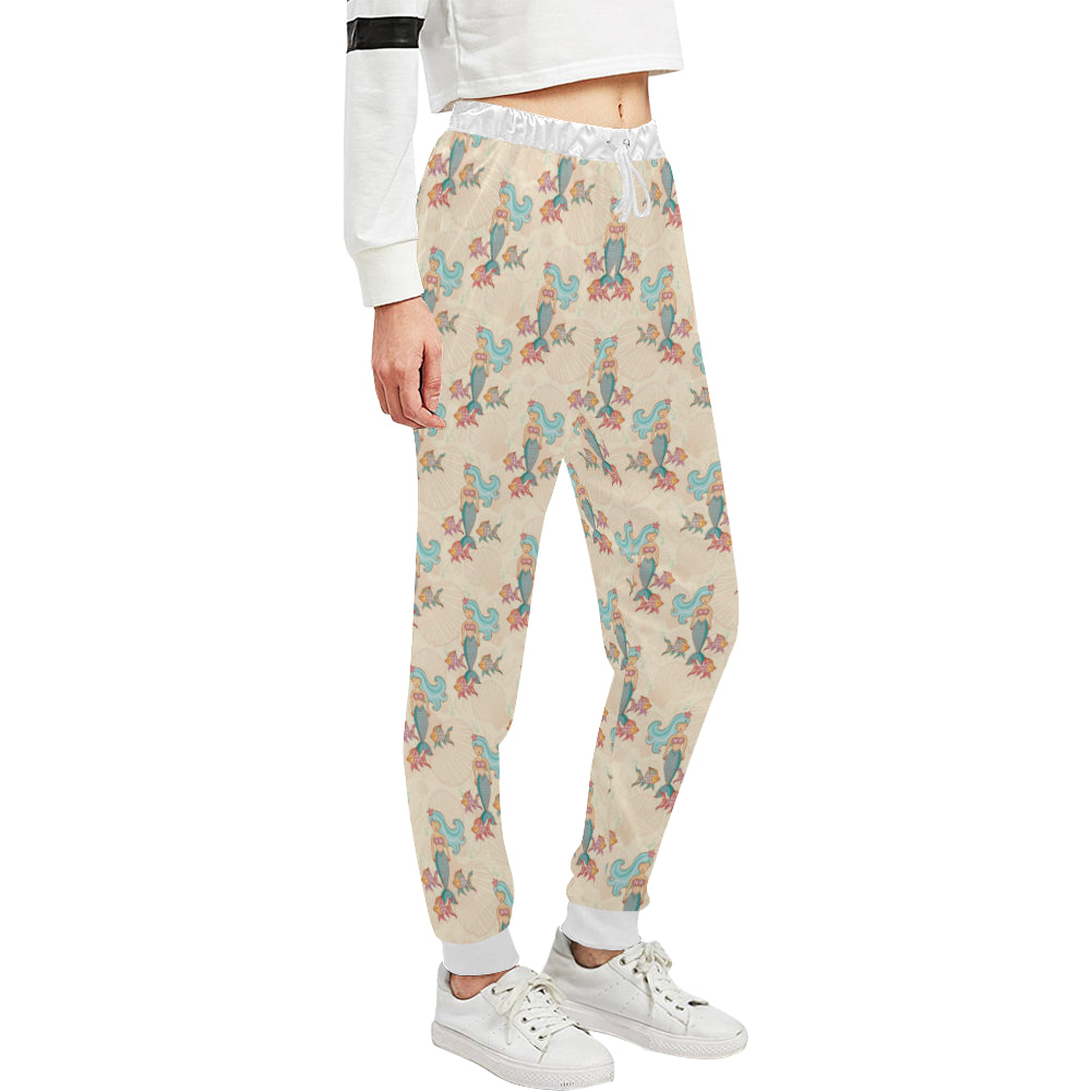 Mermaid Girl With Fish Design Print Unisex Sweatpants
