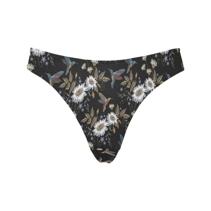 Hummingbird with Embroidery Themed Print Women's Thongs