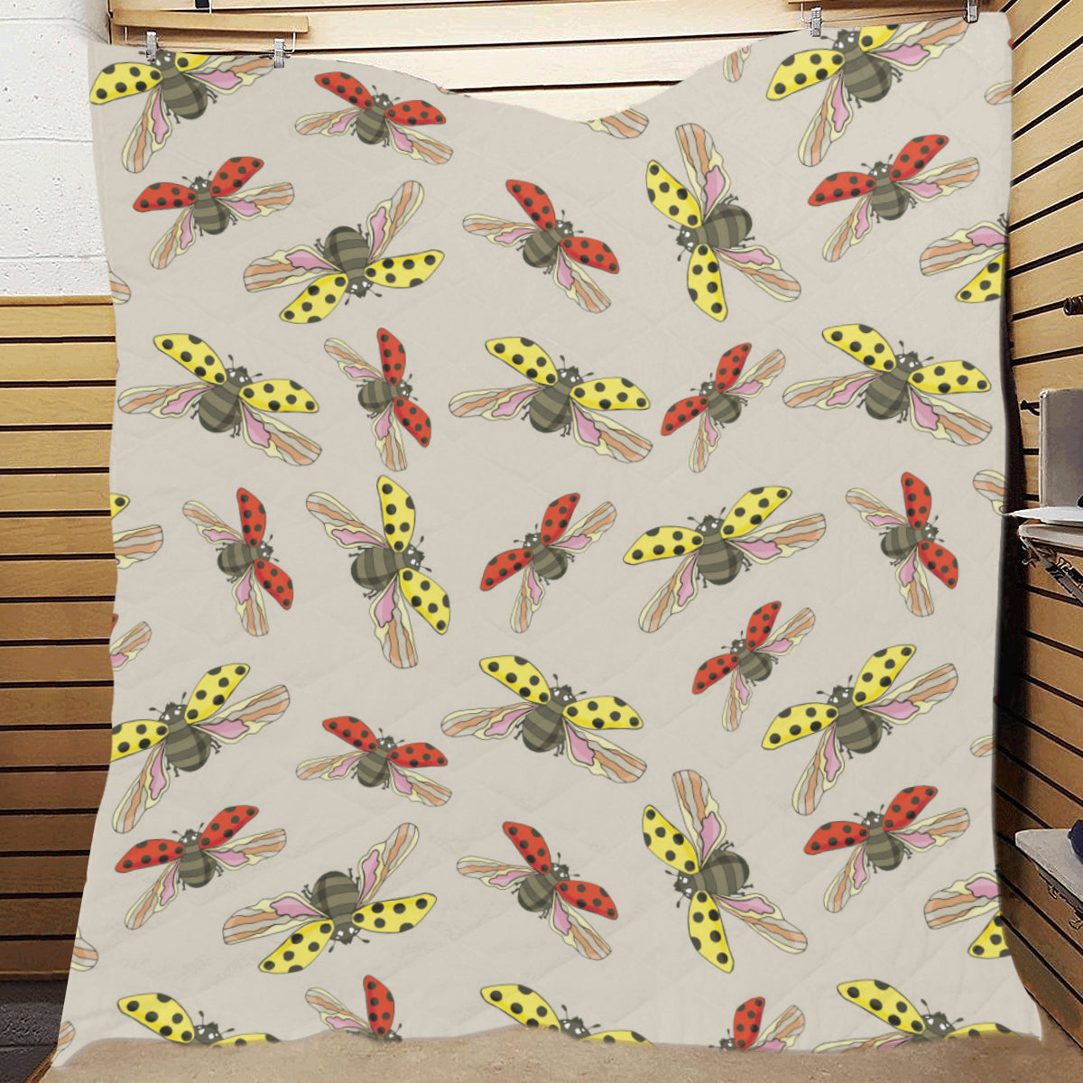 Ladybug Pattern Print Design 04 Premium Quilt
