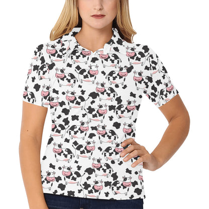 Cow Pattern Print Design 02 Women's Polo Shirt