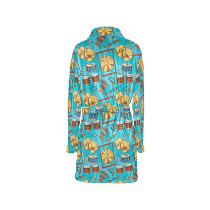 Percussion Pattern Print Design 03 Women's Fleece Robe