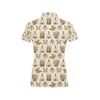 Native Indian Pattern Design Print Women's Polo Shirt